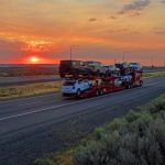 Sunrise over Nevada highway