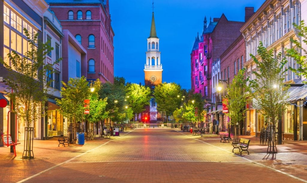 Burlington, Vermont, USA at Church Street Marketplace.