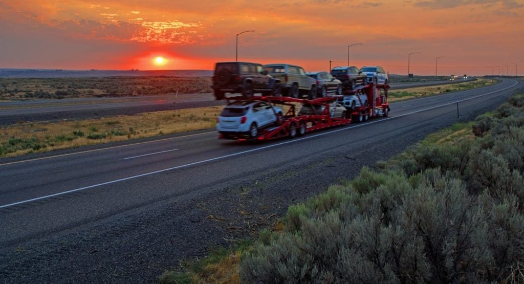 Sunrise over Nevada highway