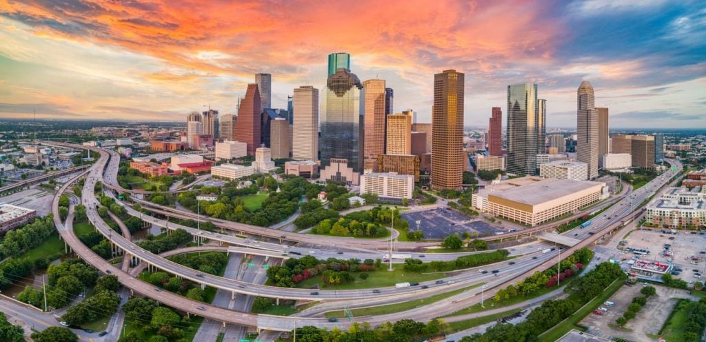 Houston, Texas, USA Drone Skyline Aerial Panorama