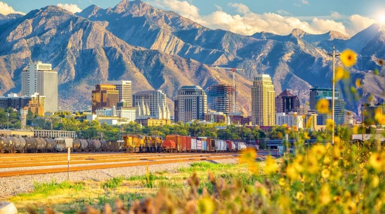 Downtown Salt Lake City skyline cityscape of Utah