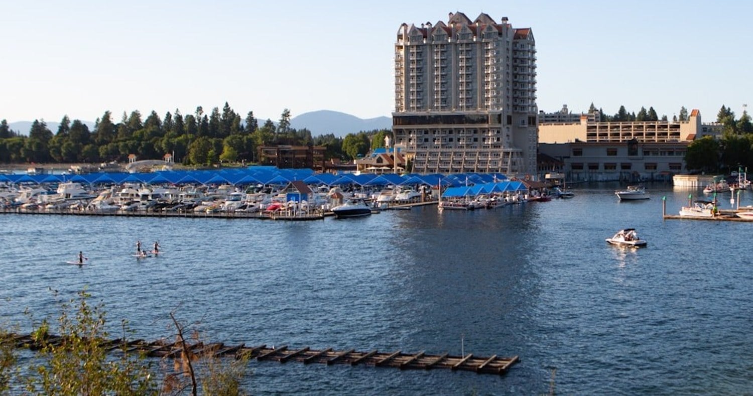 The Coeur d'Alene Resort and marina on Lake Coeur d'Alene, Idaho