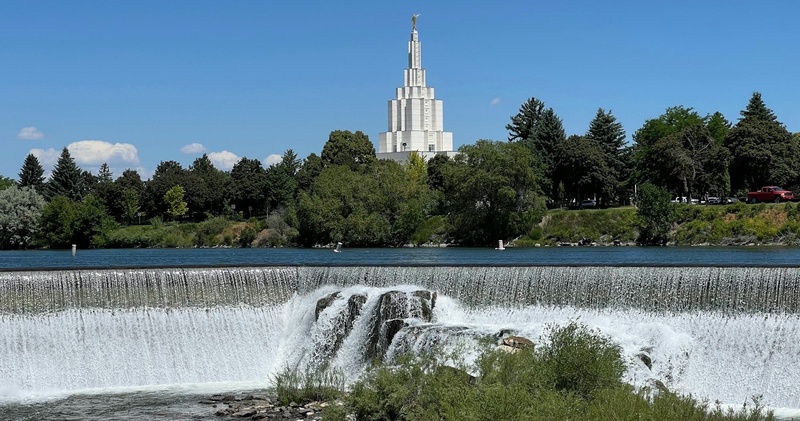 The falls on the Snake River along the Idaho Falls river walk