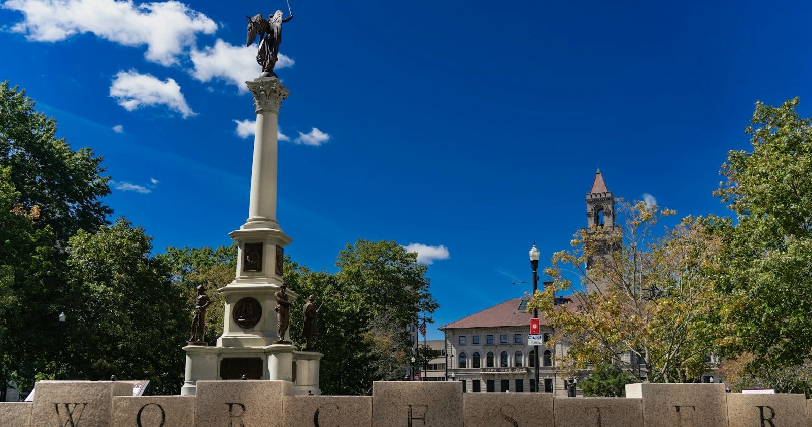 The Civil War monument and common in Worcester, Massachusetts