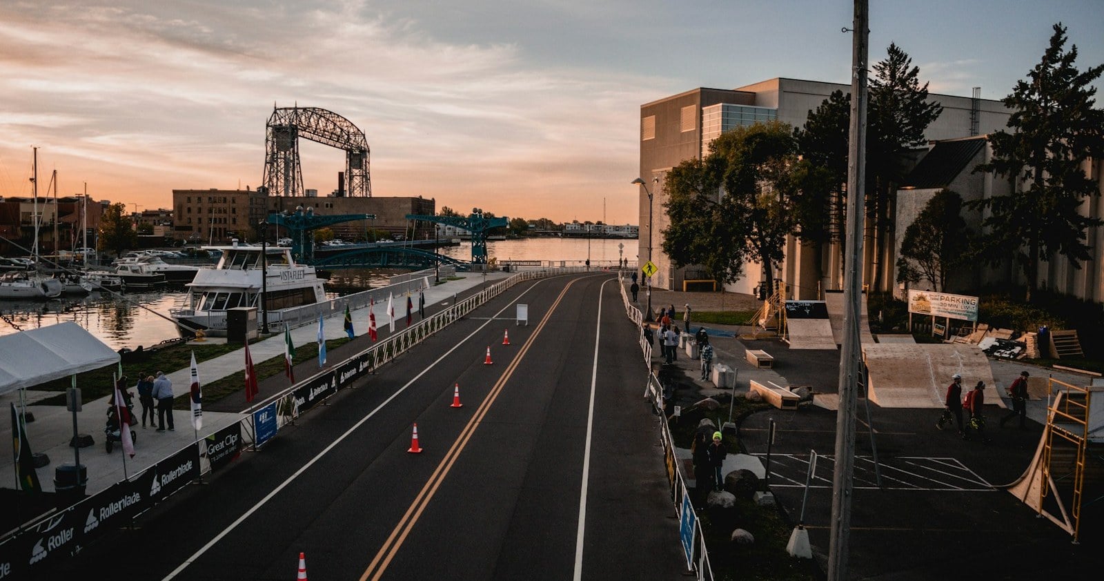 The Aerial Lift Bridge and marina in Duluth, Minnesota