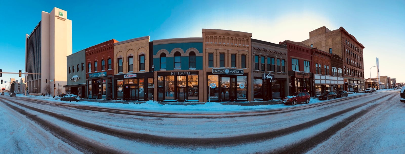 Main Avenue in winter, Fargo North Dakota