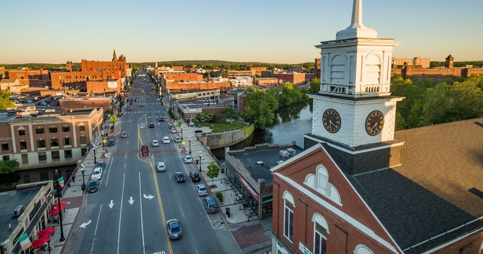 Downtown Nashua Main Street and clock tower