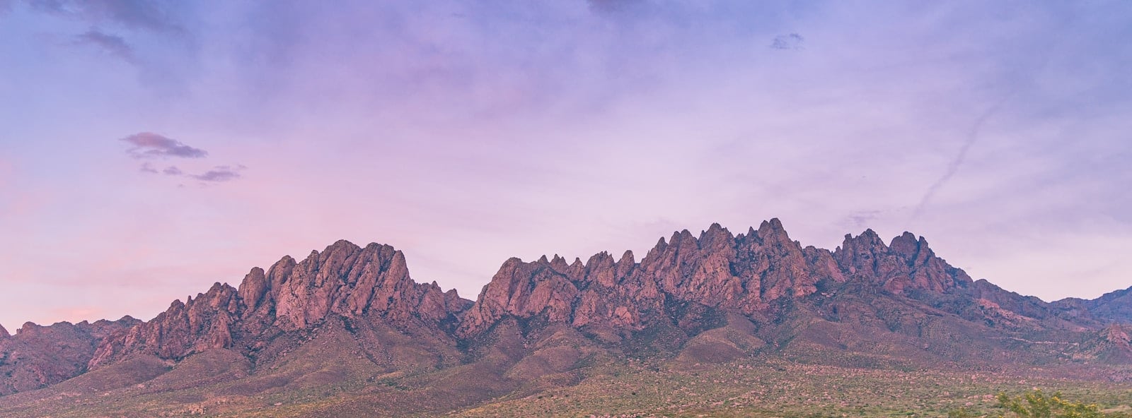 The Organ Mountains at dusk near Las Cruces, New Mexico