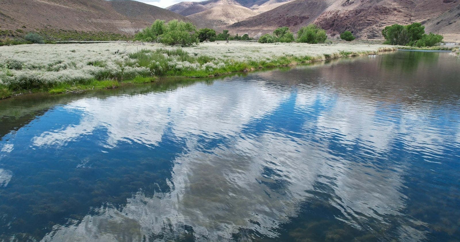Cloud reflections on the Truckee River near Sparks, Nevada