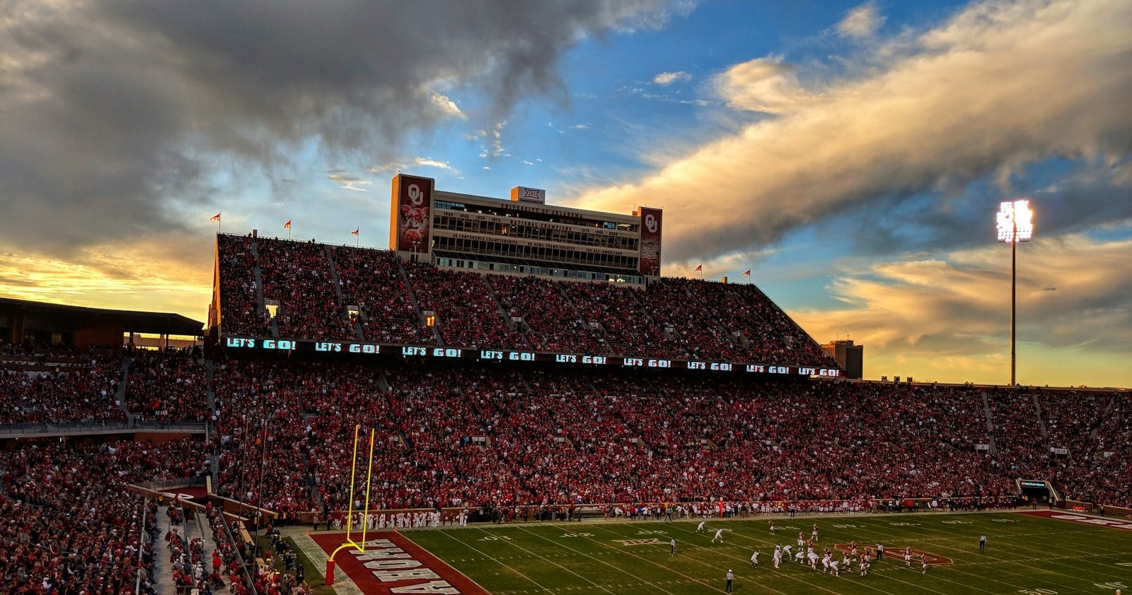 Packed stands at Oklahoma Memorial Stadium in Norman on game day