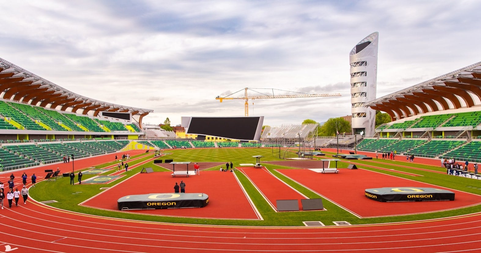 The track and grandstands at Hayward Field in Eugene, Oregon