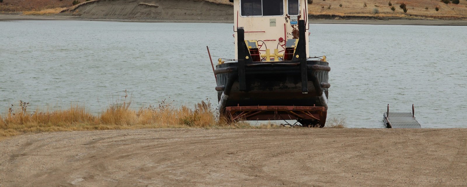 Workboat on the Missouri River shore at Pierre