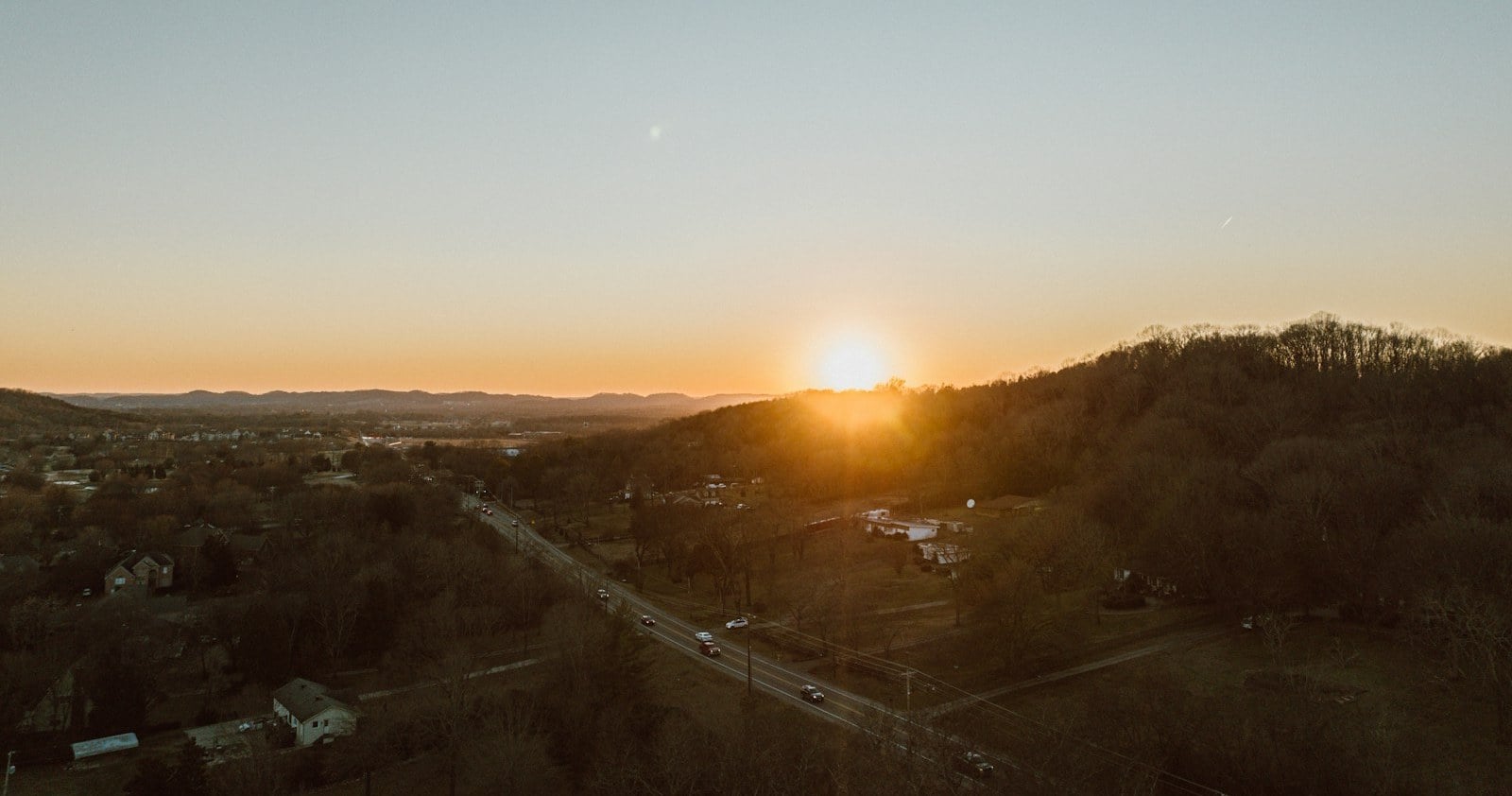 Sunset over the hills of Franklin, Tennessee