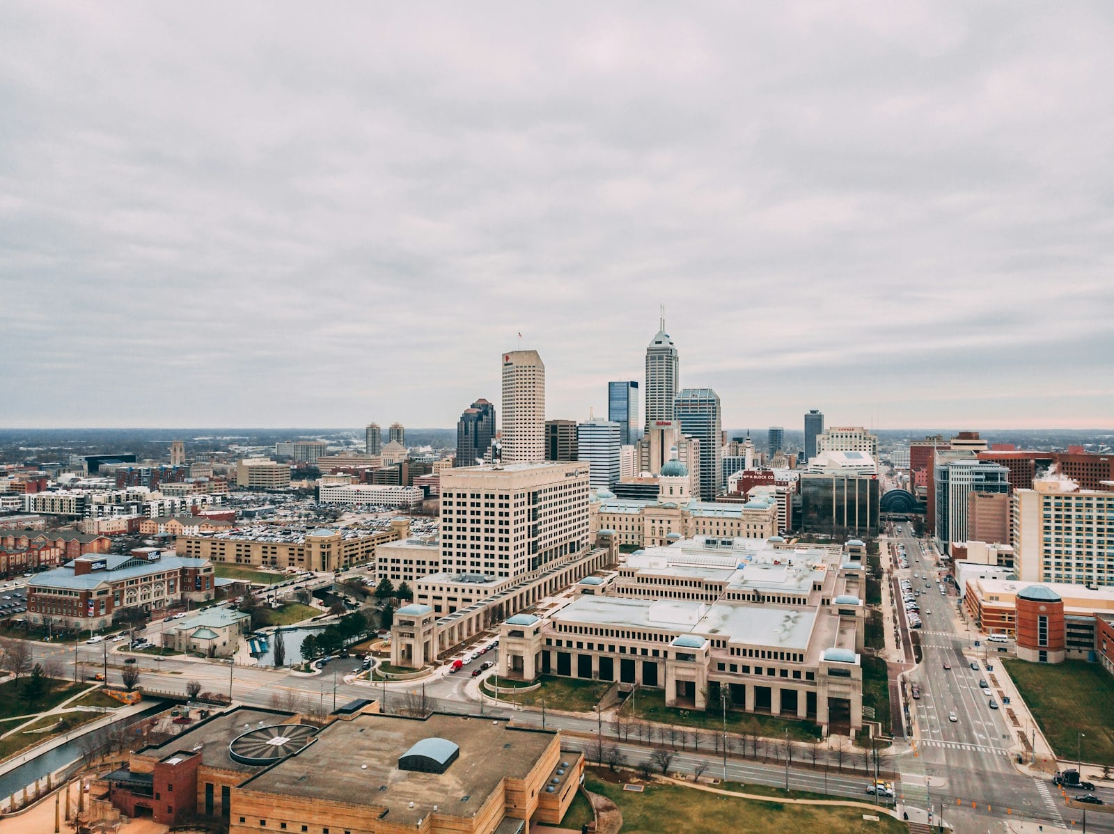 Downtown Indianapolis Indiana skyline aerial