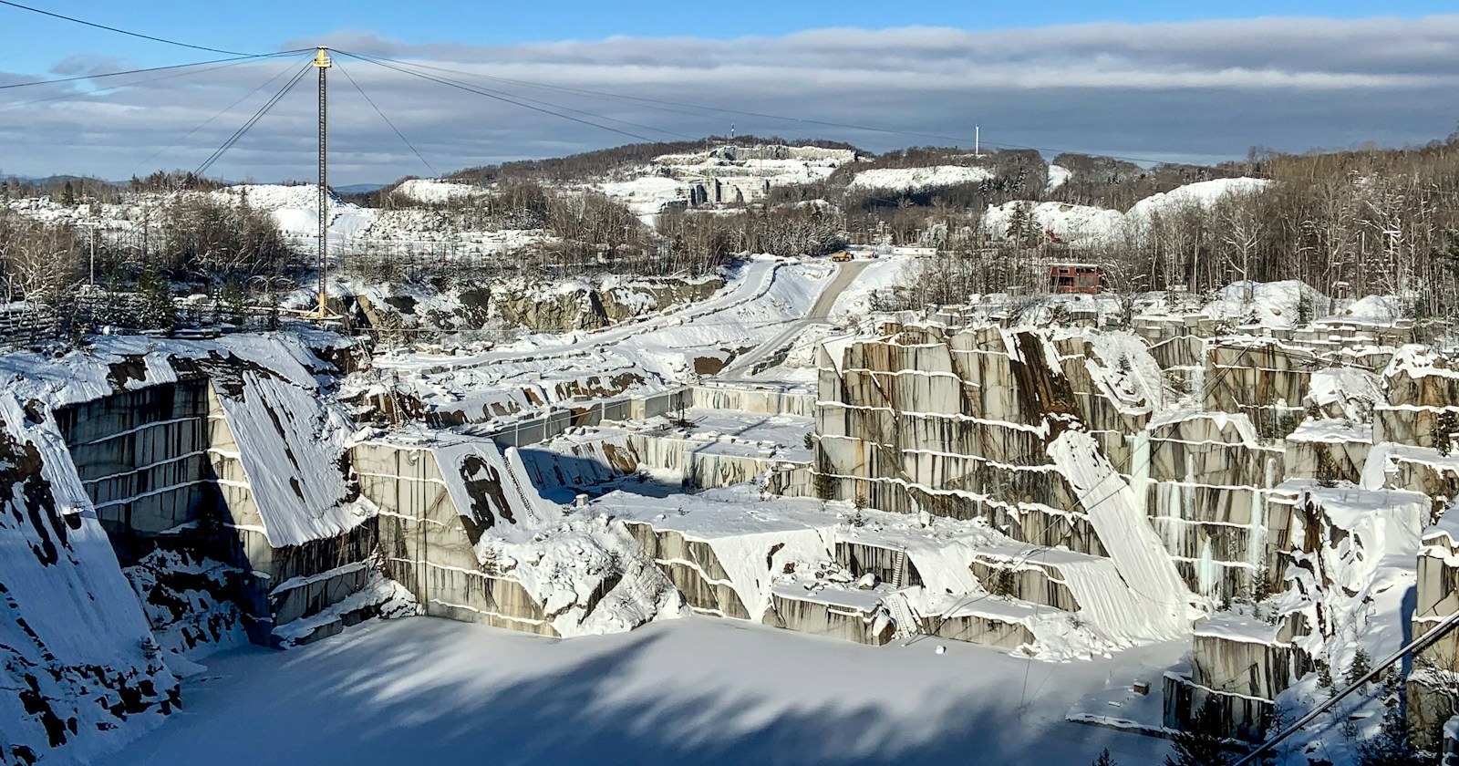Rock of Ages granite quarry in fresh snow, Barre Vermont