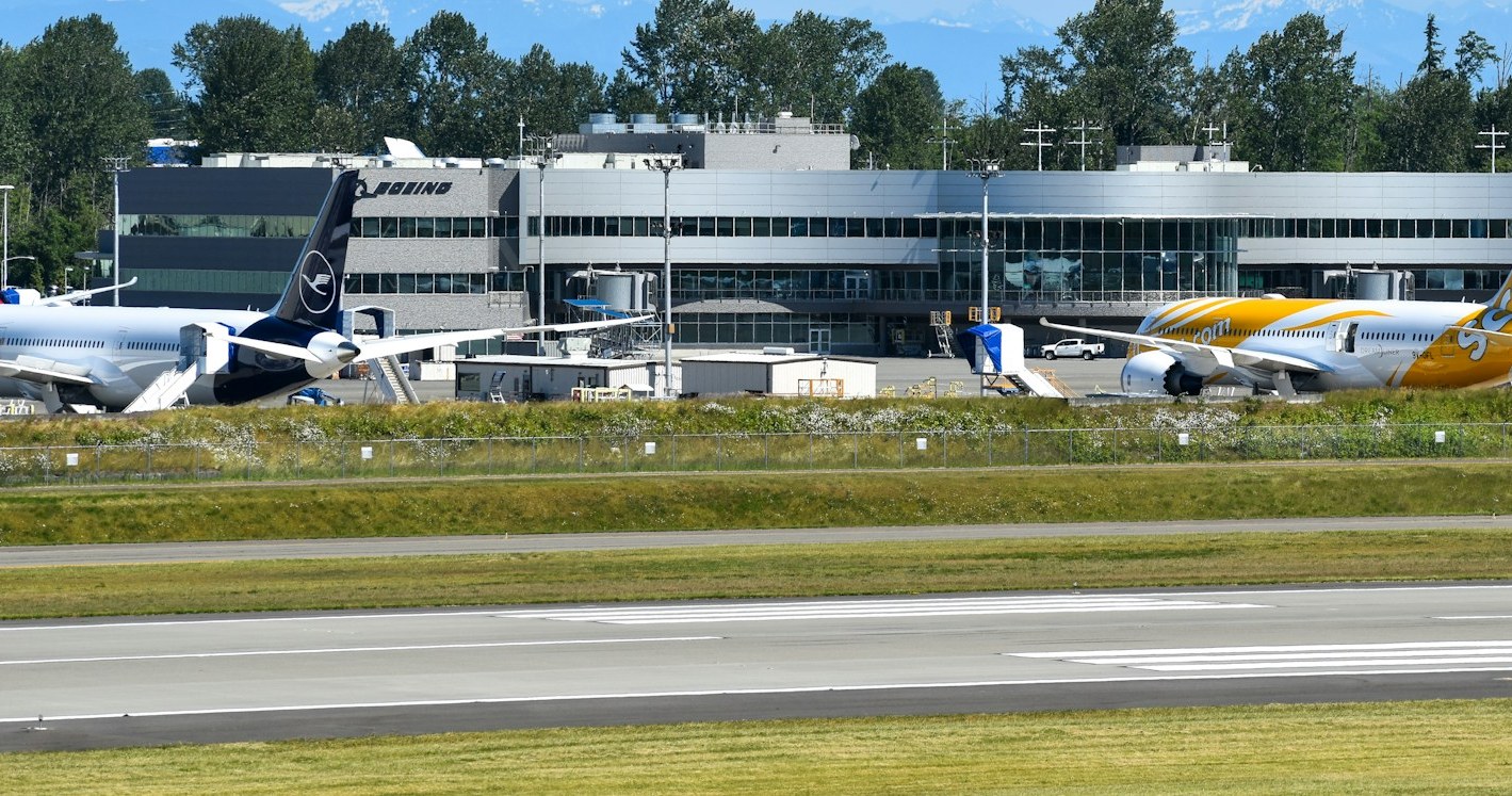Aircraft at the Boeing Everett Delivery Center in Everett, Washington