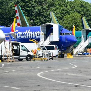 Boeing 737 aircraft at the Renton Production Facility in Renton, Washington