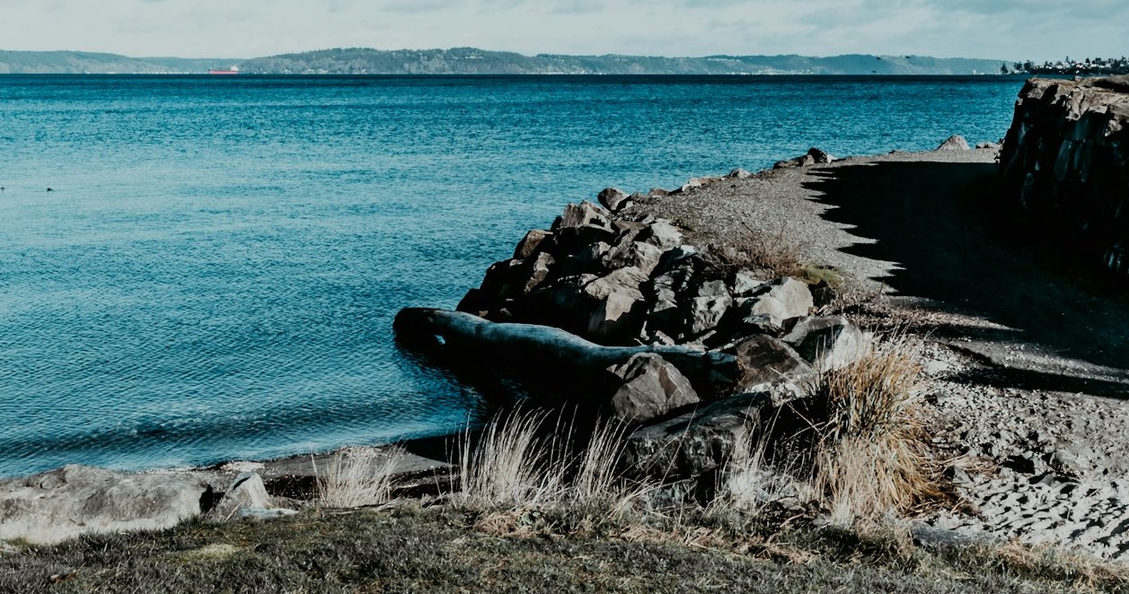Commencement Bay shoreline off Ruston Way in Tacoma, Washington