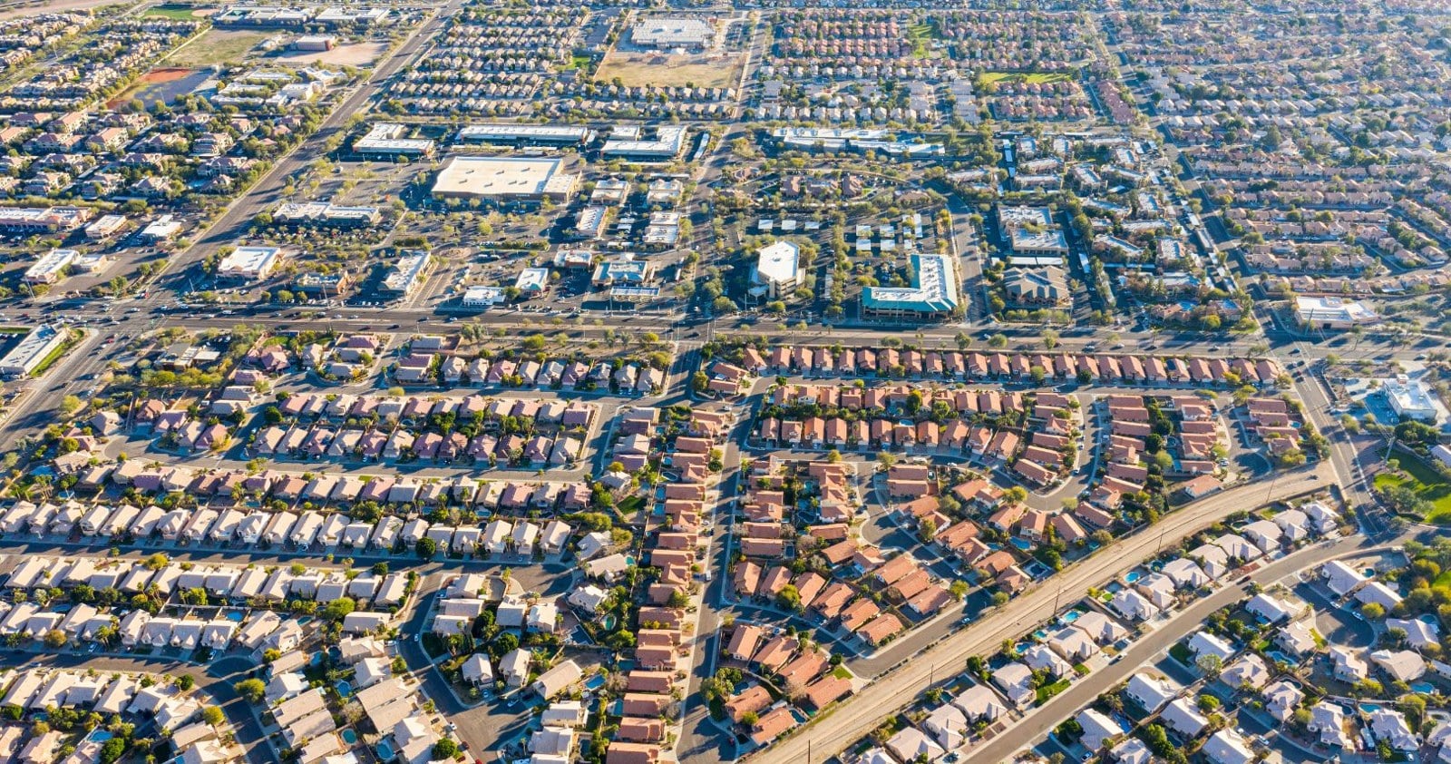 Aerial view of Levittown Pennsylvania neighborhoods