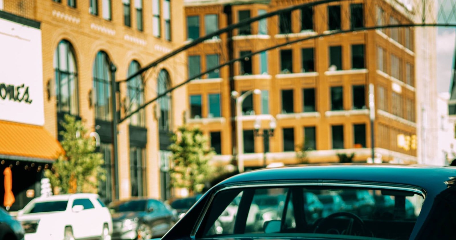 Downtown Flint Michigan street scene (wide)