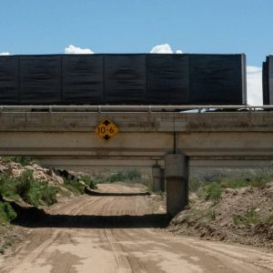 Semi truck on a Utah interstate overpass