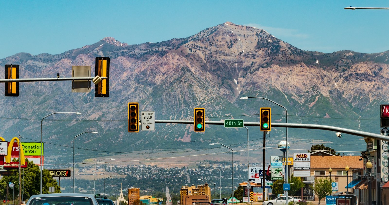 Washington Boulevard in Ogden Utah with Ben Lomond peak