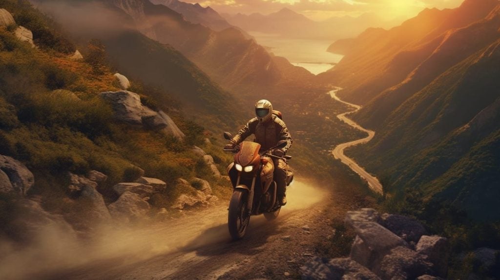 ShipACar guy riding a motorcycle off into the sunset of a valle 7efd0a00 3f0a 4063 9ede c2b2de60d06f