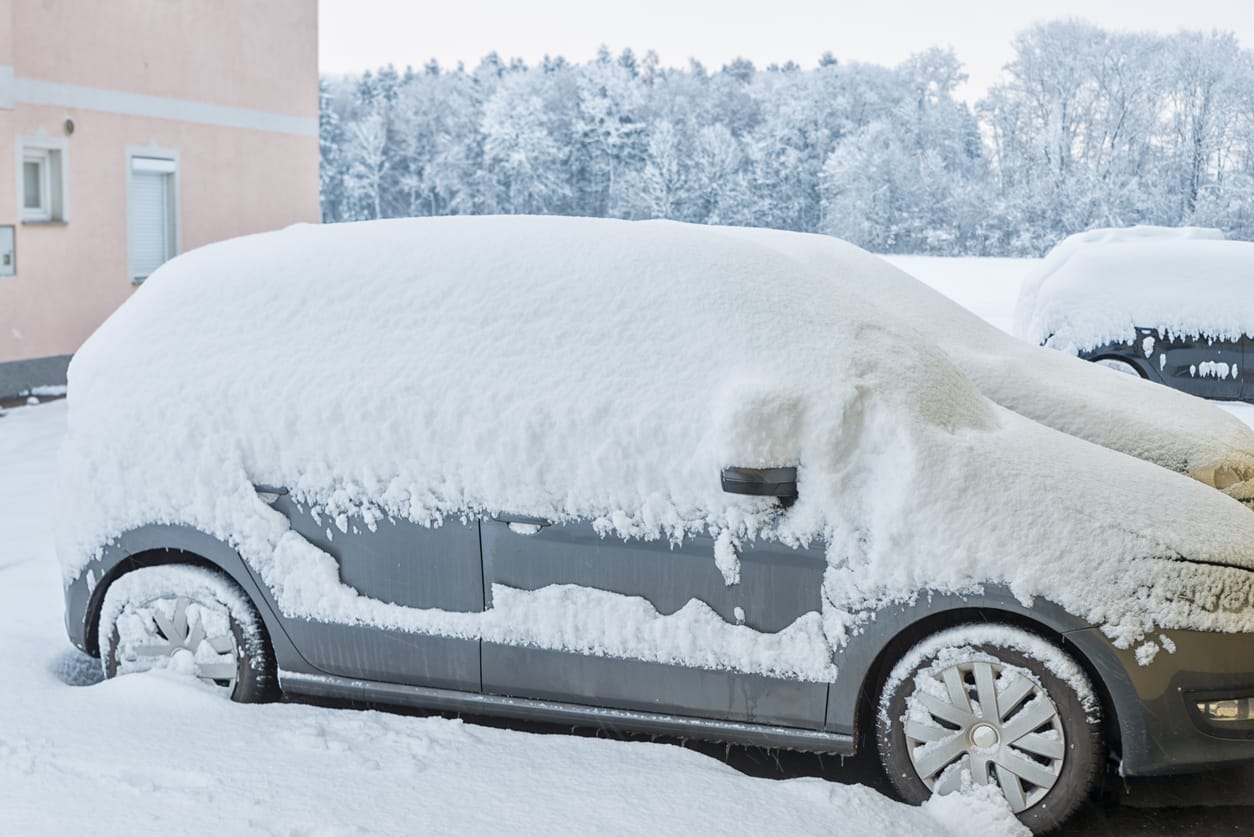 Cars under snow