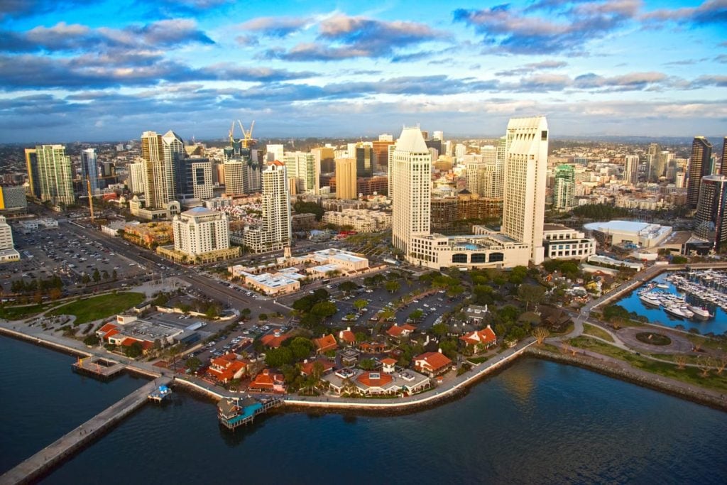 Downtown Skyline of San Diego Over Seaport Village
