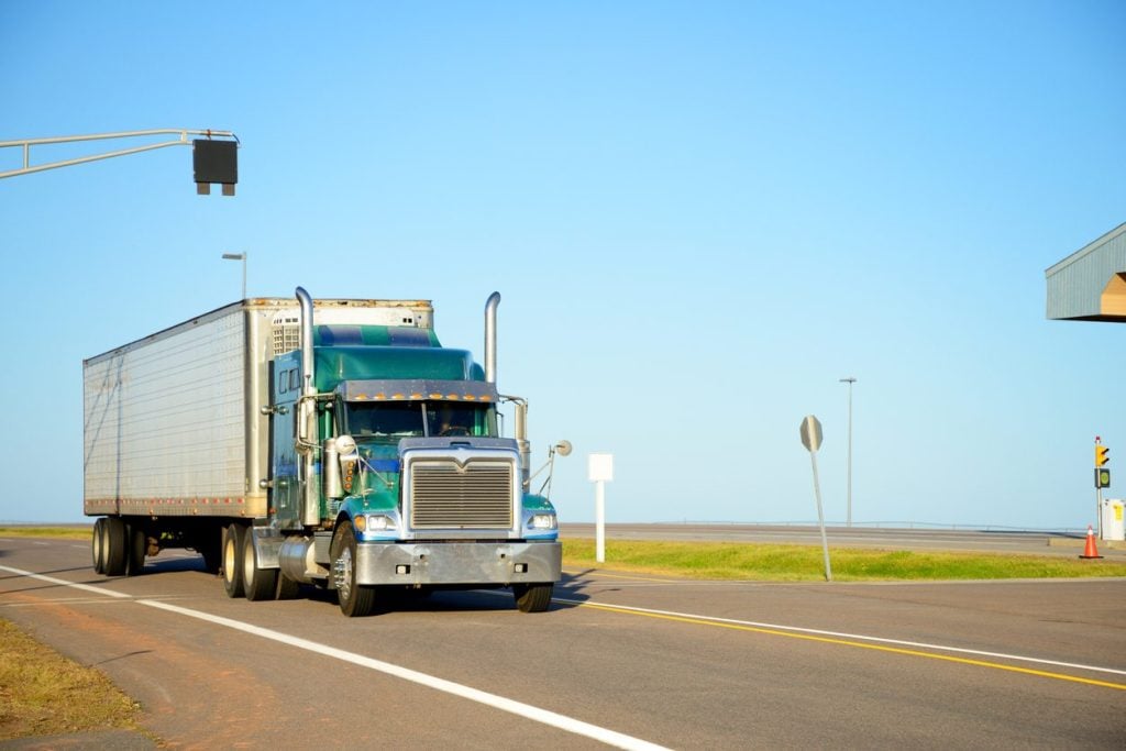 Truck traveling in Nova Scotia, Canada