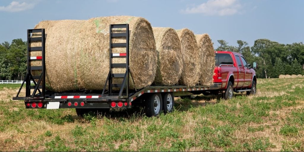 Hay Bales Loaded on Trailer