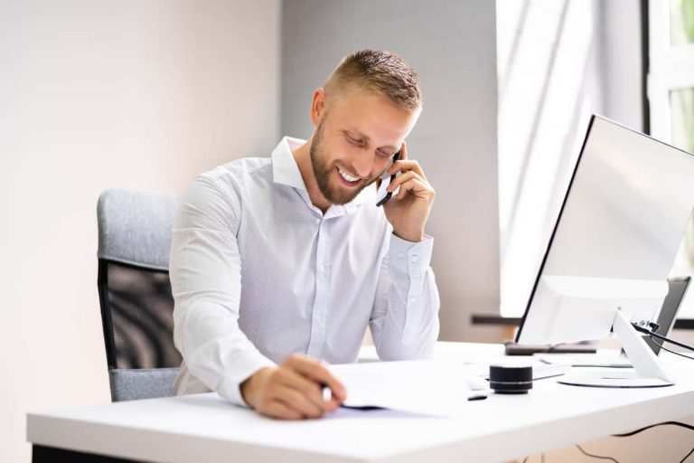 Corporate Service Center Operator Using Phone