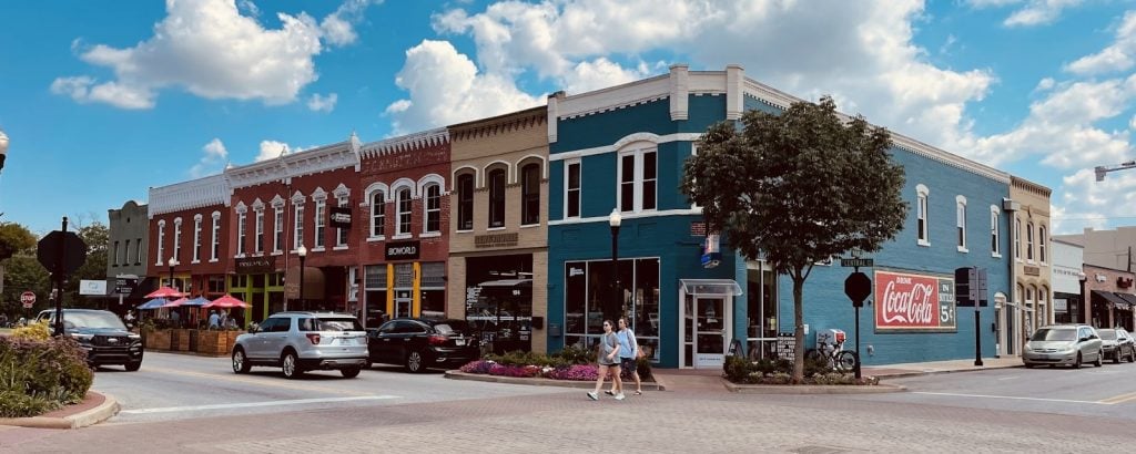 Downtown square storefronts, Bentonville, AR