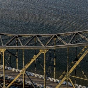 Truss spans of the Old Vicksburg Bridge crossing the Mississippi River