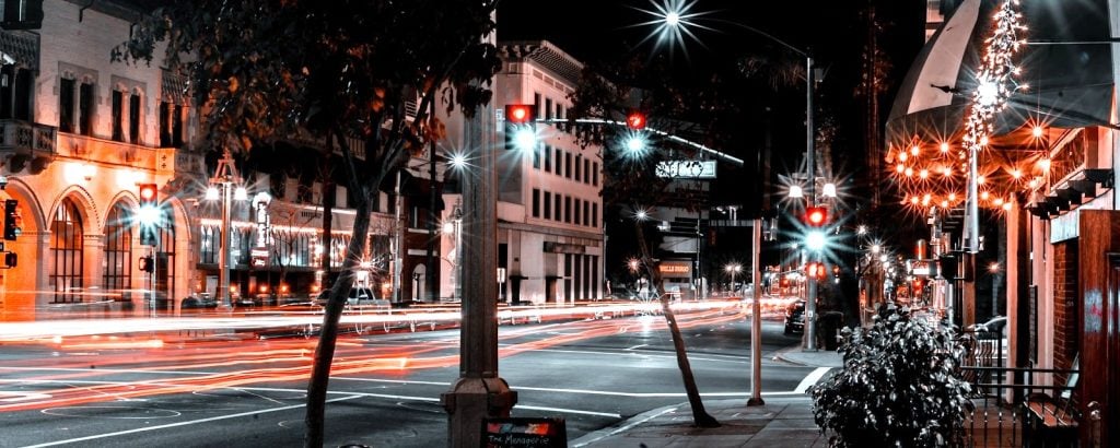 Downtown Riverside at night, Riverside, CA