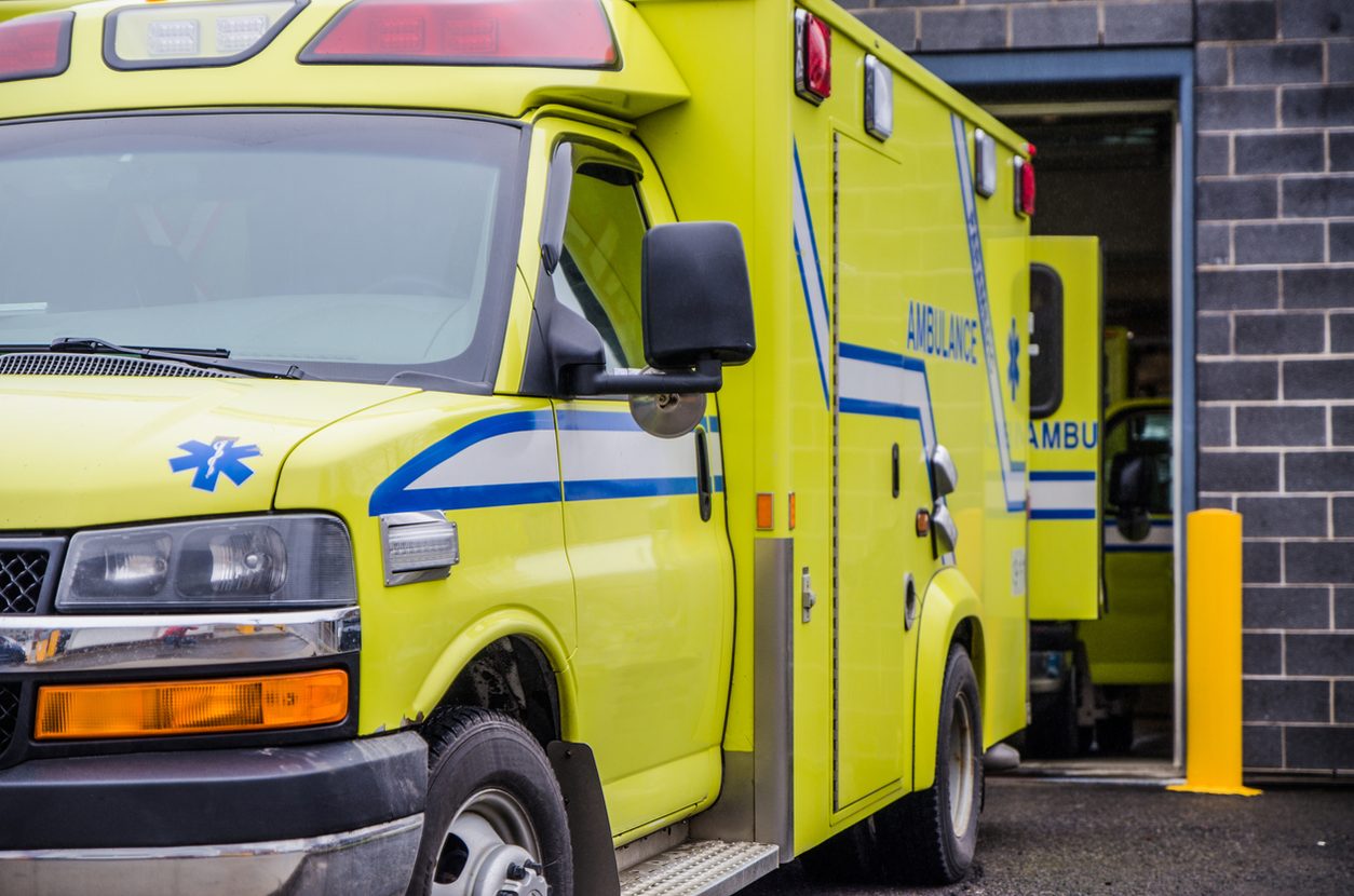 Ambulance parked in a station bay