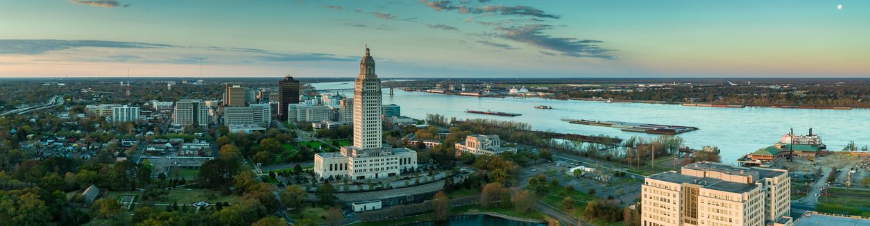 Panorama of Baton Rouge Louisiana at sunrise