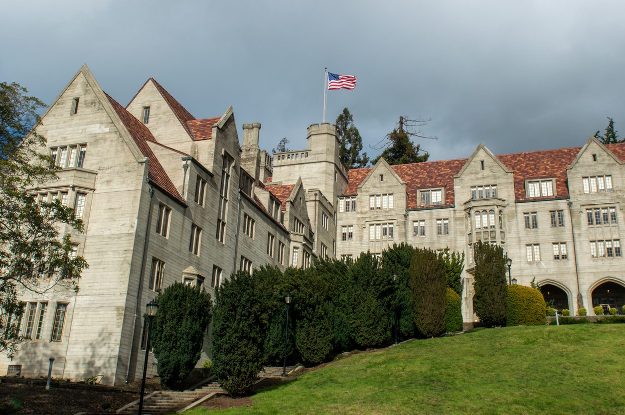 University dormitory building on campus
