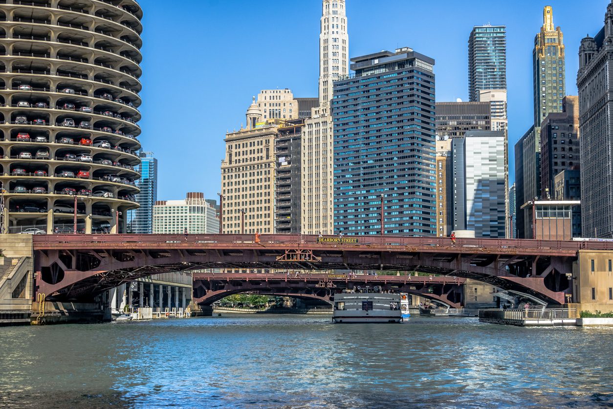 Chicago River and the Dearborn Street bridge downtown