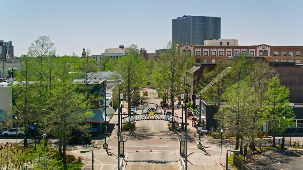 Aerial view of downtown Lafayette Louisiana
