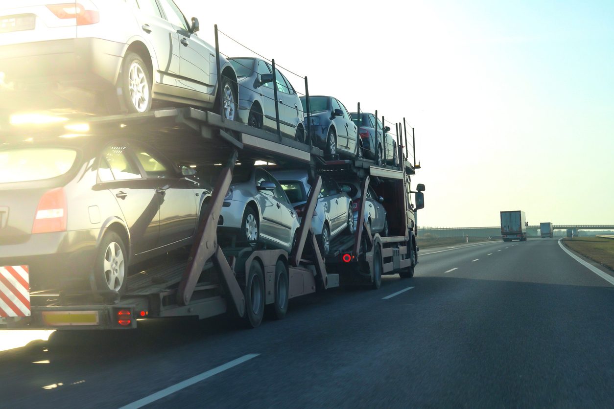 Vehicles moving out ahead of a storm