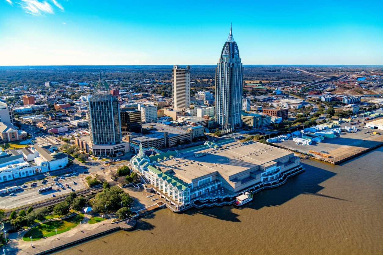 Downtown Mobile Alabama seen across the water