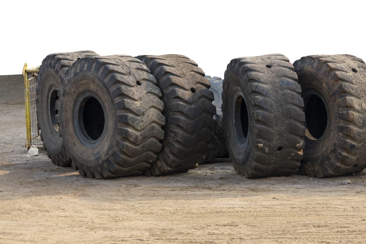 Stacked oversized off road tires