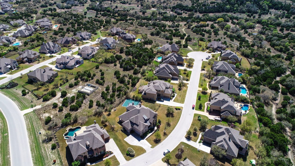 Suburban development of cul de sacs seen from the air