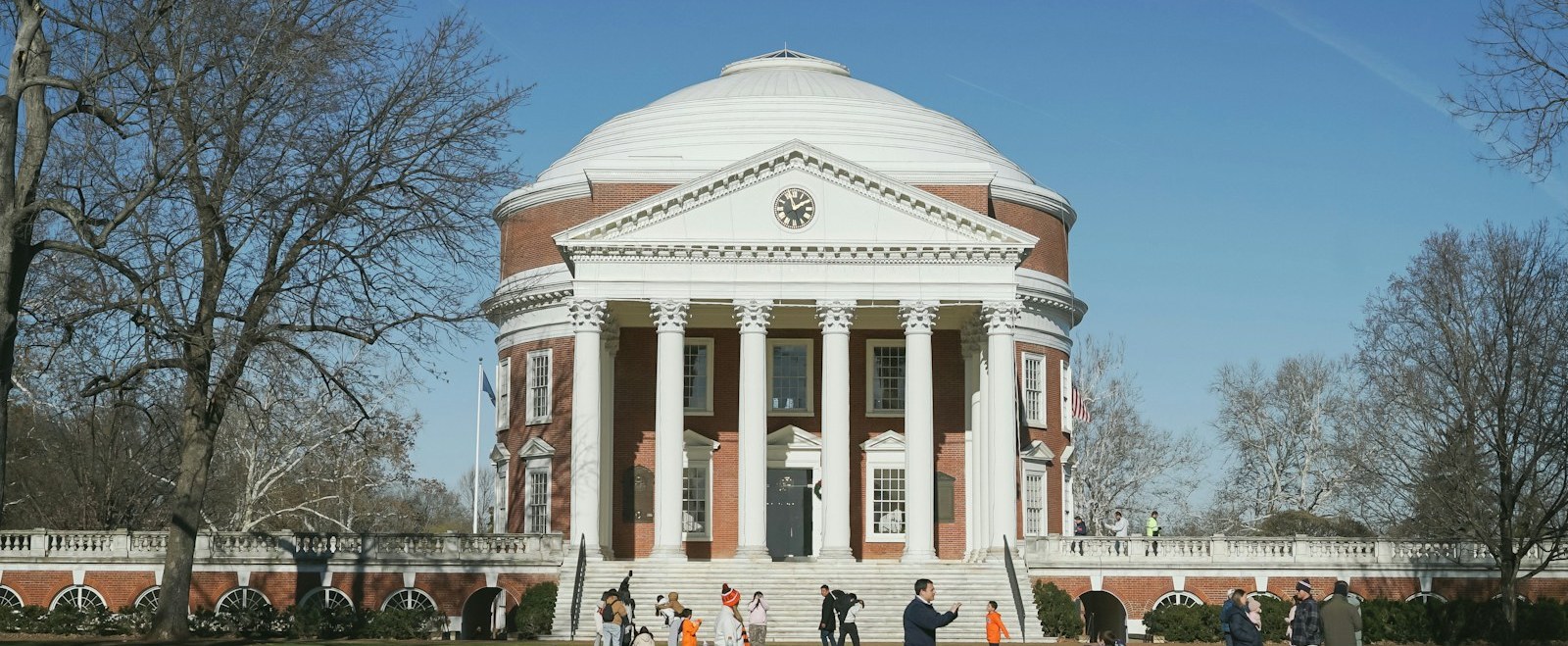 Visitors on the Lawn in front of the Rotunda at the University of Virginia in Charlottesville
